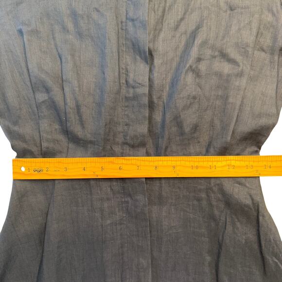 Vintage 80s Bergdorf Goodman Linen Shirt Dress Sz 8 Navy “On the Plaza” Label - Picture 16 of 16